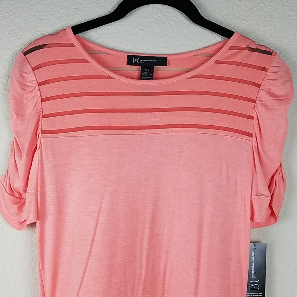 INC Peach Puff Sleeve Ruched Top - Picture 6 of 6
